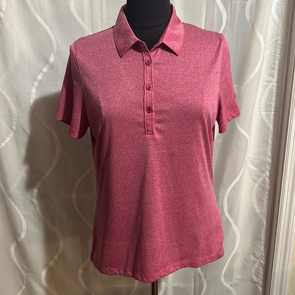 Mercedes Benz Pink Polo Shirt With Embroidered Logo, Medium.